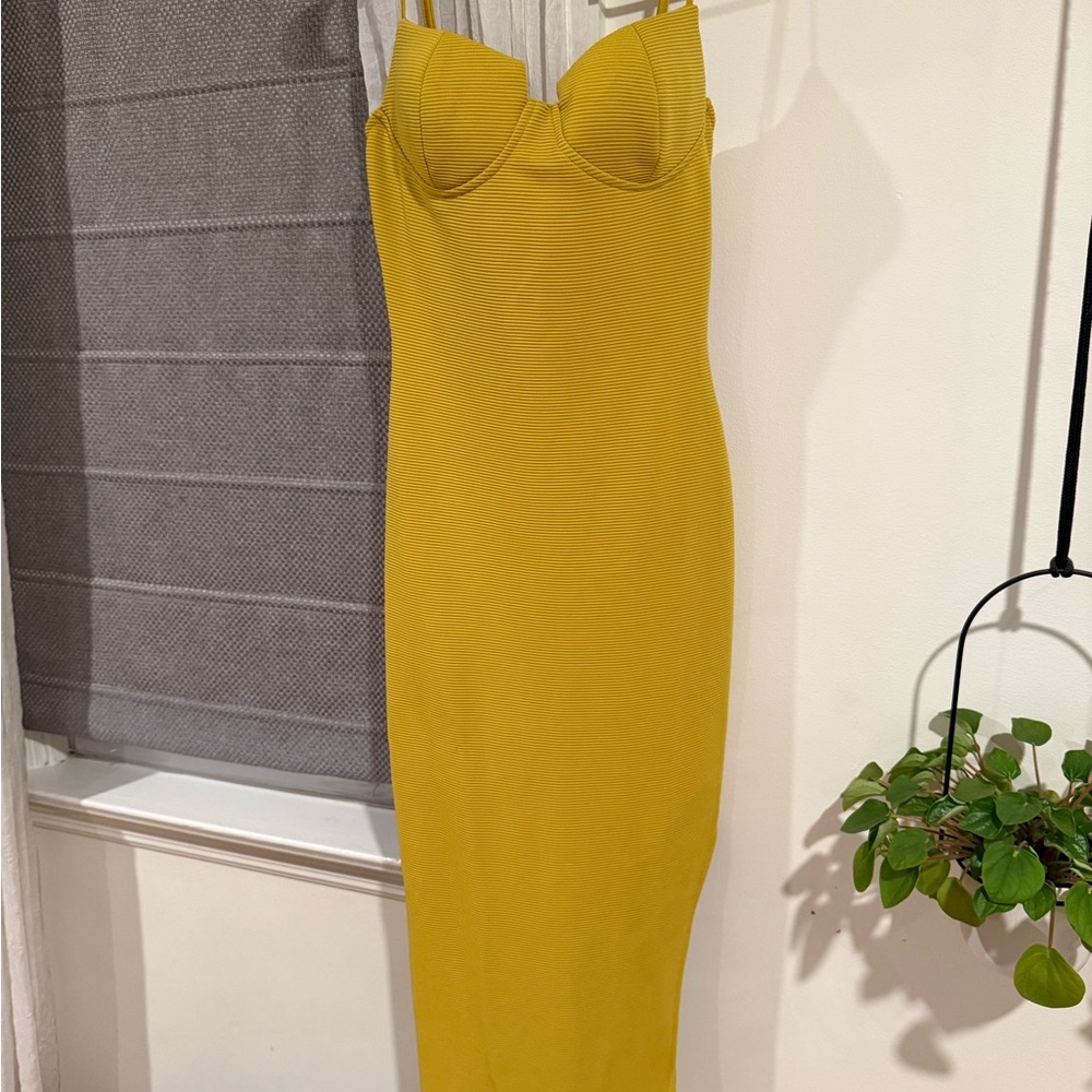 Mable Strapless Mustard Dress